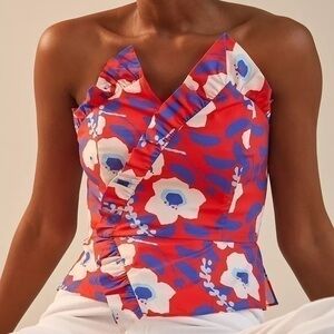 Anthropologie Hutch Strapless Ruffle Top